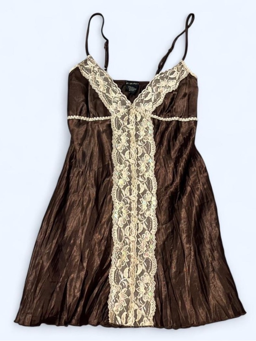 Vintage Fang Beaded Chocolate Brown Lace Fairycore Cami